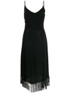 Just Cavalli Fringe Hem Midi Dress - Black