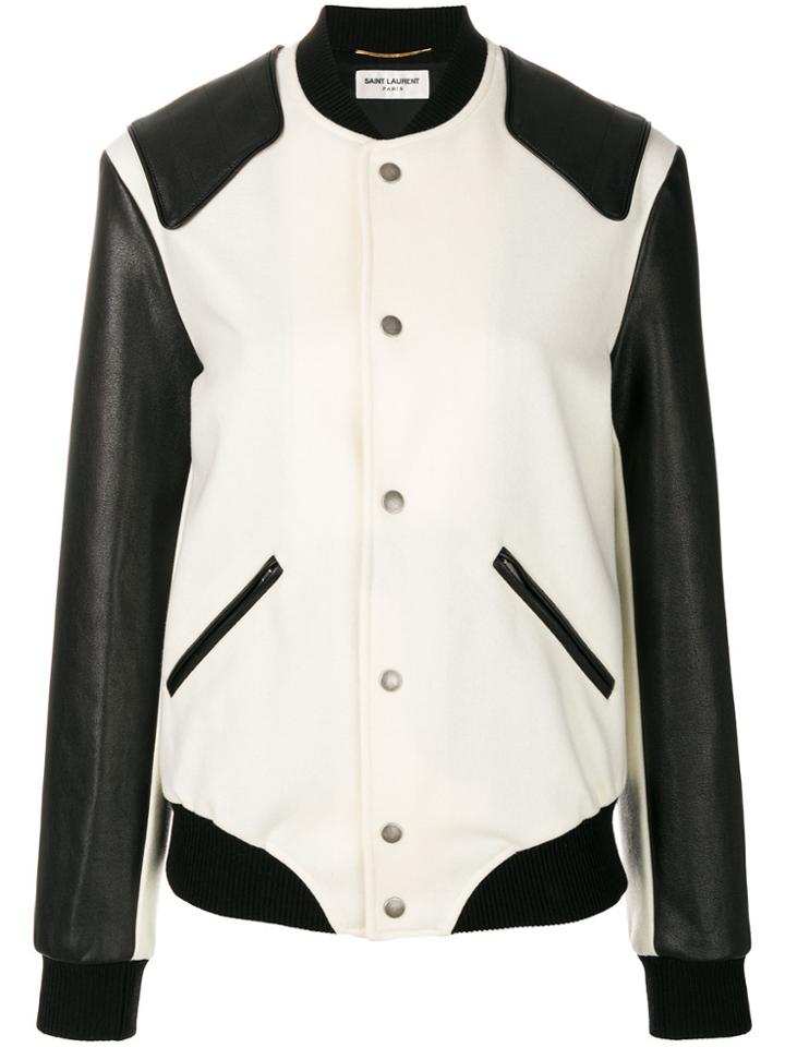 Saint Laurent Heaven Varsity Jacket - White