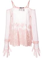 Fenty X Puma - Floral Mesh Top - Women - Cotton/nylon/polyamide - S, Pink/purple, Cotton/nylon/polyamide