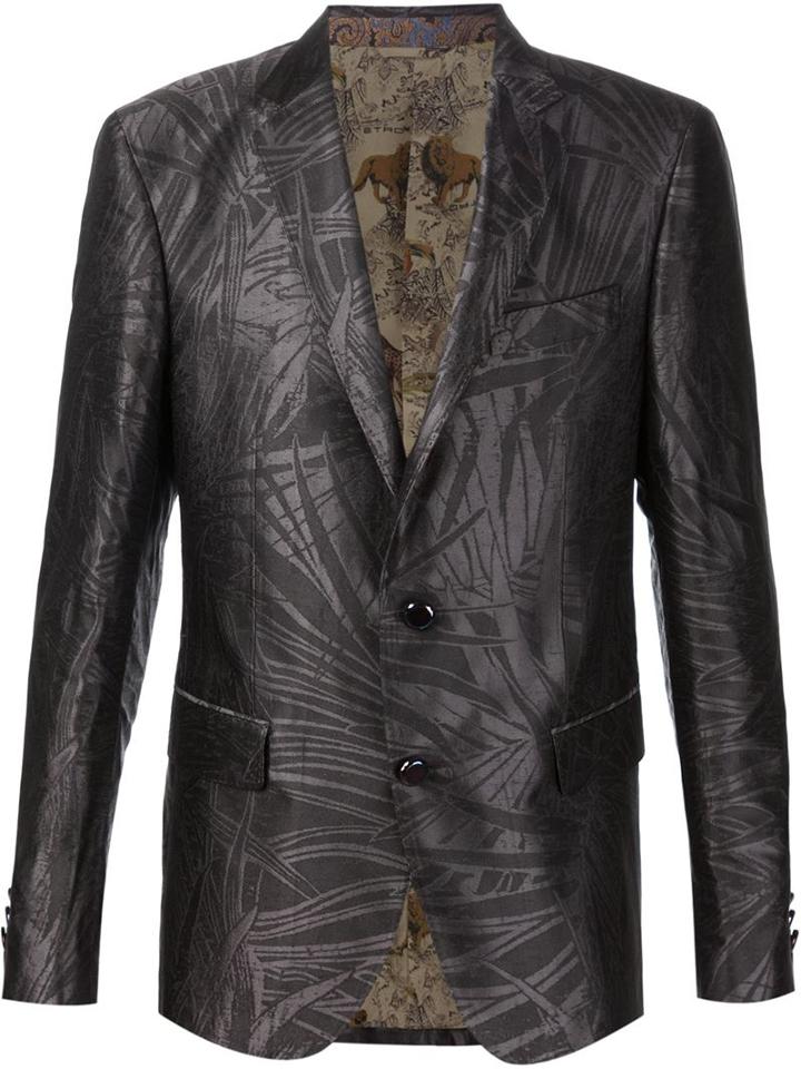 Etro Floral Jacquard Blazer, Men's, Size: 56, Black, Silk