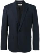 Saint Laurent Single-breasted Blazer, Men's, Size: 50, Blue, Wool/cotton/silk