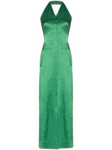 Samuel Gui Yang Halterneck Satin Gown - Green
