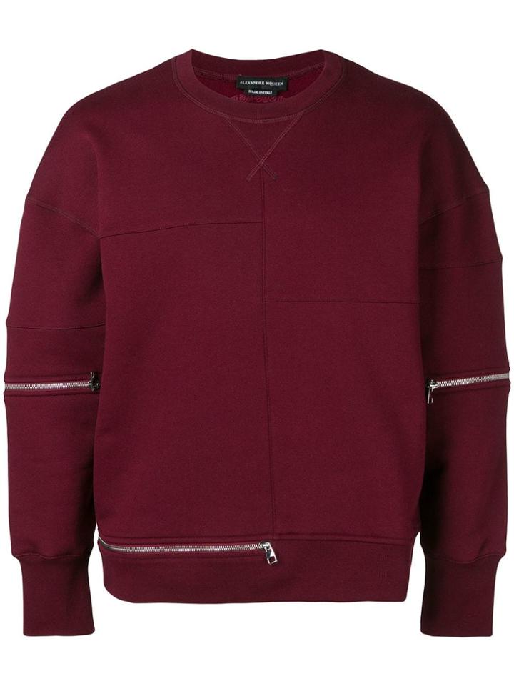 Alexander Mcqueen Zip Detail Sweatshirt - Red