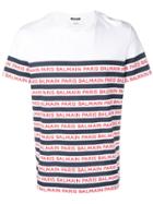 Balmain Striped Logo T-shirt - White