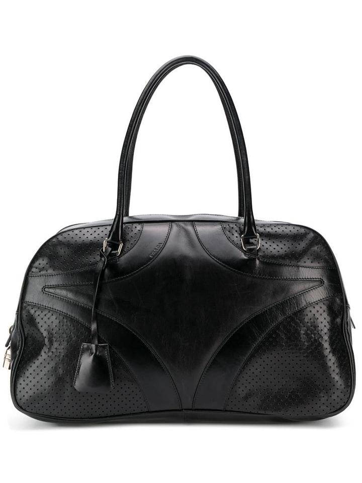 Prada Pre-owned 2000's Perforated Bowling Bag - Black