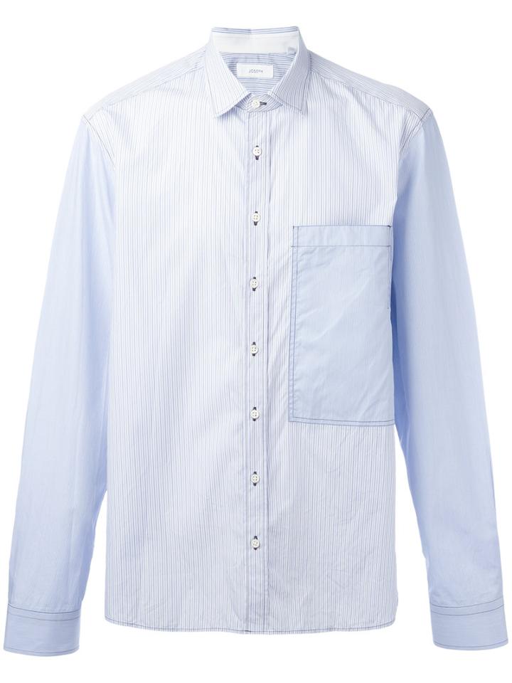 Joseph Striped Large Pocket Shirt, Men's, Size: 39, White, Cotton