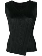 Pleats Please By Issey Miyake Pleated Button Blouse - Black