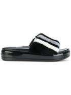 Prada Shearling Sandals - Black