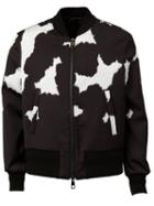 Neil Barrett Fur Print Bomber Jacket, Men's, Size: S, Black, Cotton/polyamide/polyester/cupro