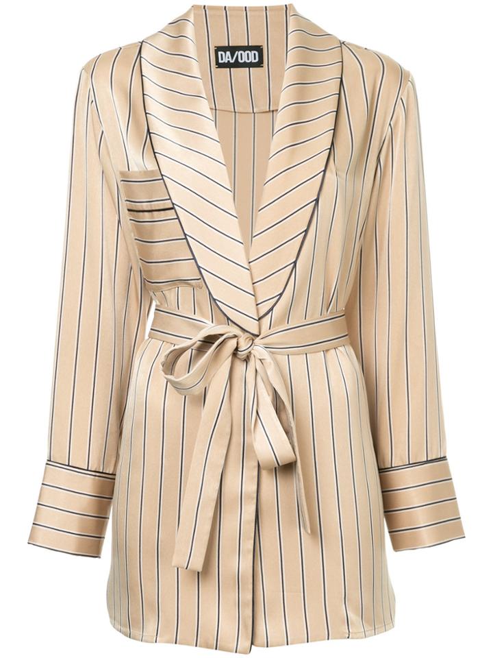 Dalood Belted Stripe Blazer - Brown