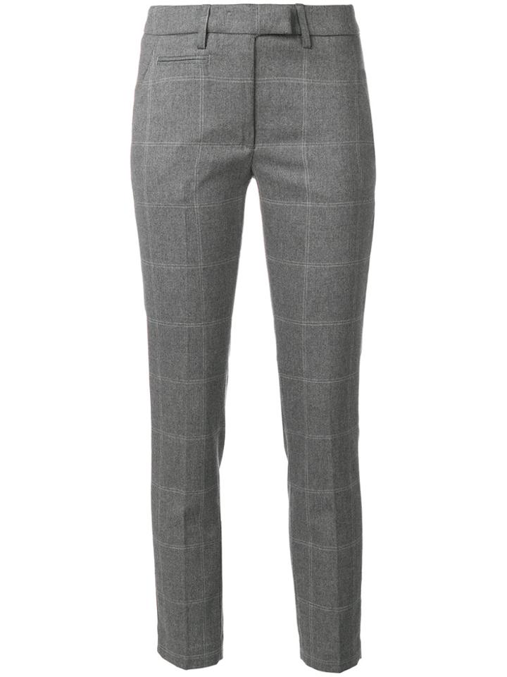 Dondup Cropped Checked Trousers - Grey