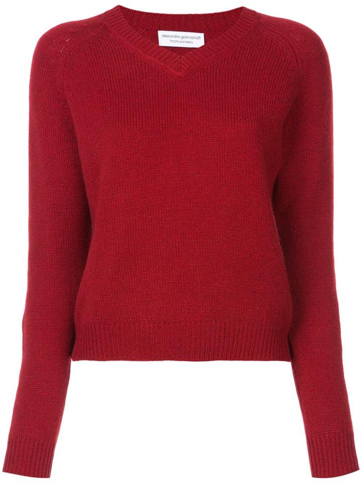 Alexandra Golovanoff Knitted V-neck Sweater - Red