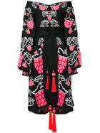 Yuliya Magdych Raspberry Embroidered Dress - Black