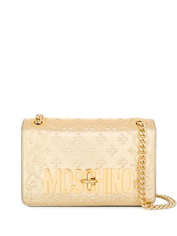 Moschino Embossed Shoulder Bag - Gold