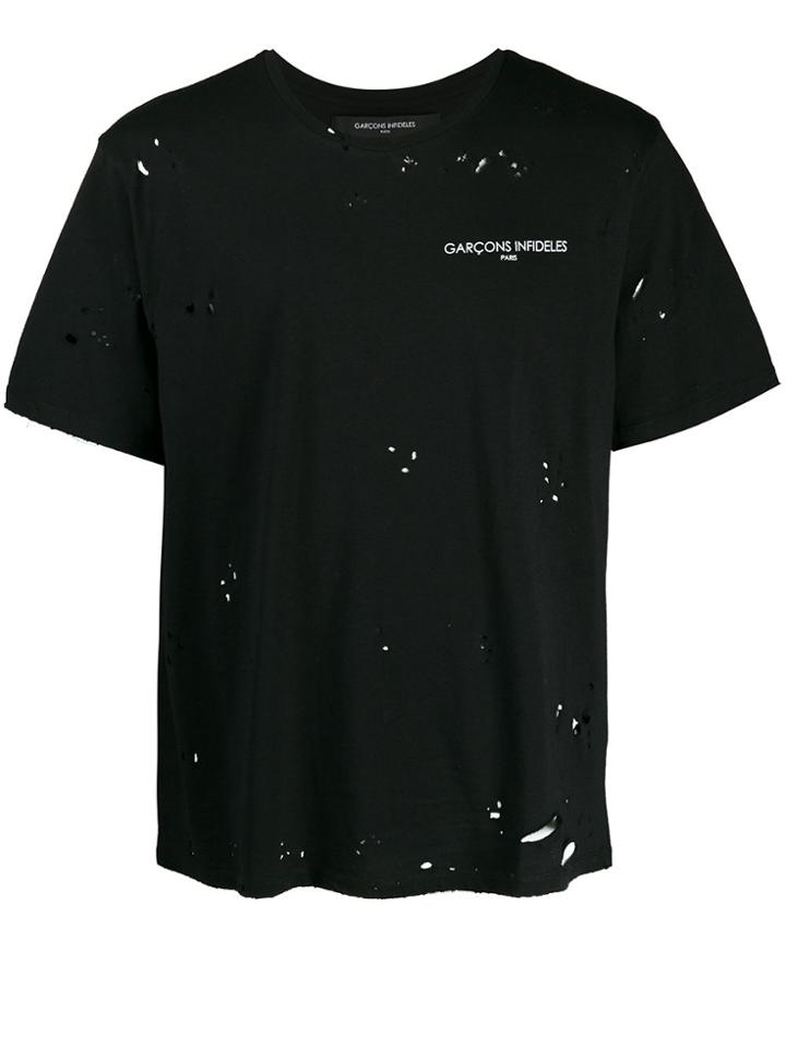 Garçons Infidèles Distressed Logo T-shirt - Black