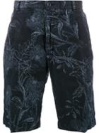 Etro Floral Printed Bermuda Shorts, Men's, Size: 52, Blue, Linen/flax