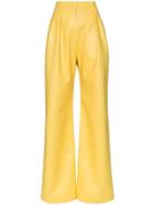 Matériel High Waisted Wide Leg Faux Leather Trousers - Yellow