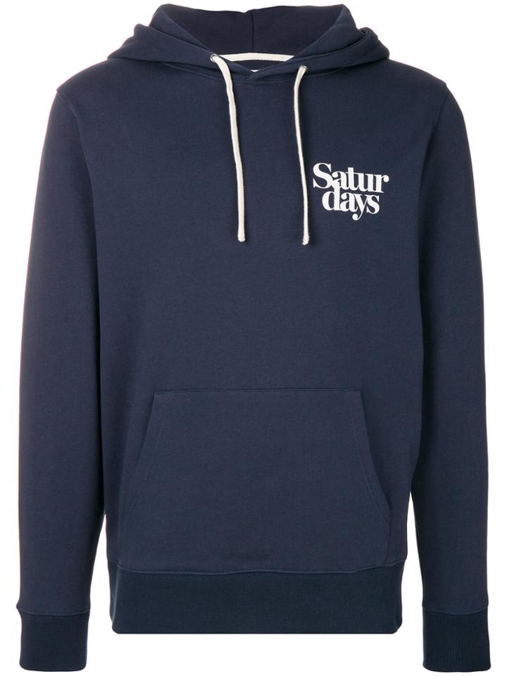 Saturdays Nyc Logo Hooded Sweatshirt - Blue