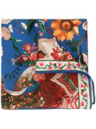Salvatore Ferragamo Floral Printed Silk Scarf - Blue