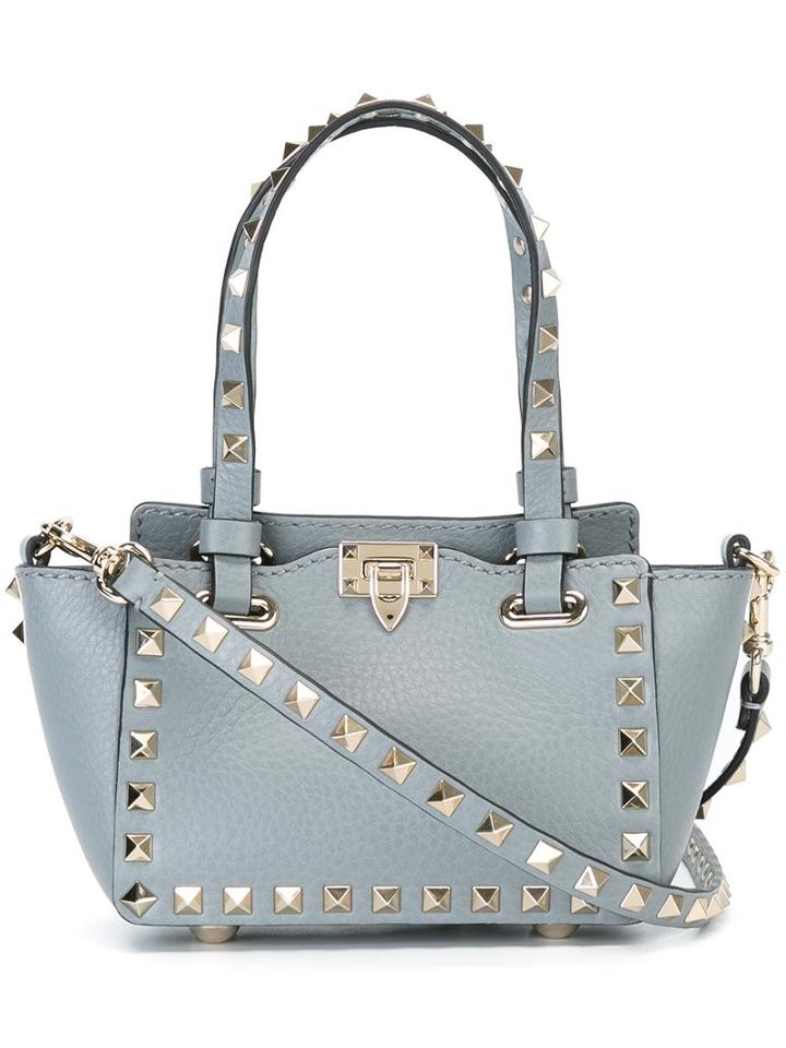 Valentino Mini 'rockstud' Trapeze Tote, Women's, Grey