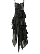 Marques'almeida Draped Asymmetric Midi Dress, Women's, Size: Medium, Black, Polyester