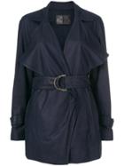 Drome Belted Short Trench Coat - Blue
