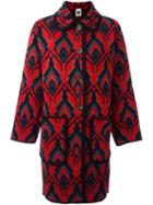 M Missoni Abstract Pattern Loose-fit Coat, Women's, Size: 44, Red, Viscose/wool/metallized Polyester