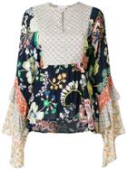 Perseverance London Flared Floral Print Blouse - Multicolour
