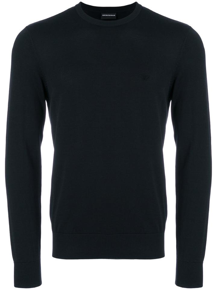 Emporio Armani Slim Fit Logo Sweater - Blue
