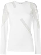 Gloria Coelho - Tulle Panel Blouse - Women - Cotton/spandex/elastane - Pp, White, Cotton/spandex/elastane