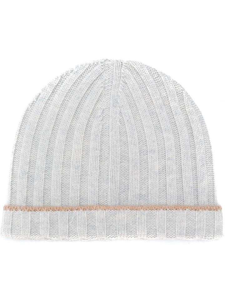 Brunello Cucinelli Ribbed Beanie Hat - Grey