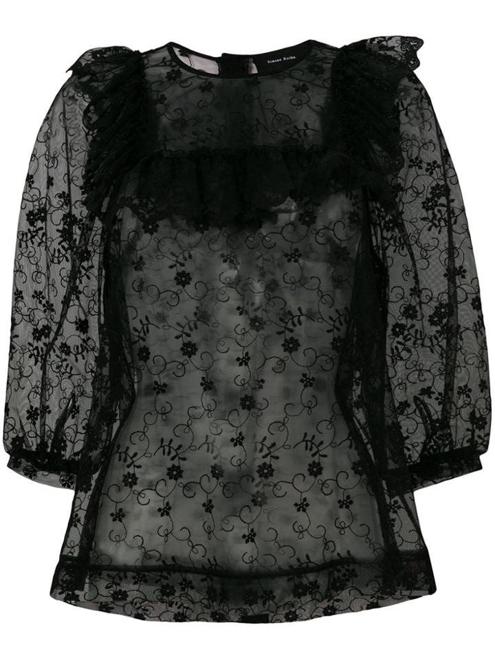 Simone Rocha Frilled Bib Blouse - Black