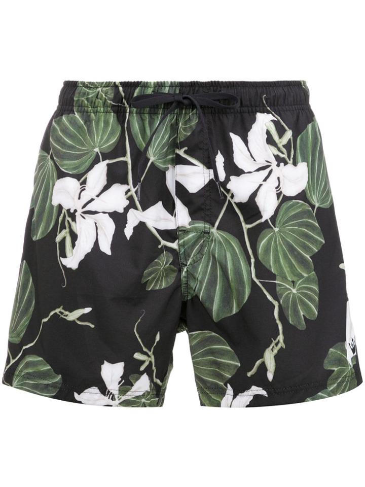 Osklen Orchid Print Swim Shorts - Black