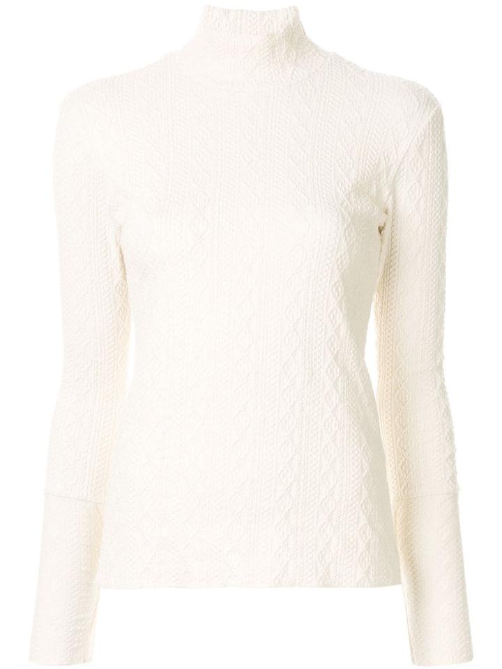 Le Ciel Bleu Cable High-neck Top - White