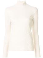 Le Ciel Bleu Cable High-neck Top - White