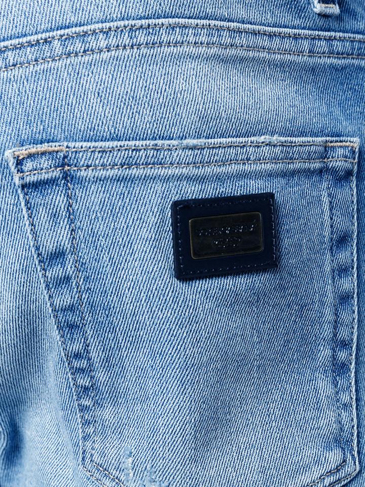 Dolce & Gabbana Distressed Jeans, Men's, Size: 50, Blue, Cotton/spandex/elastane/zamac/calf Leather