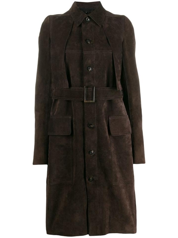 Rick Owens Long Belted Coat - Brown