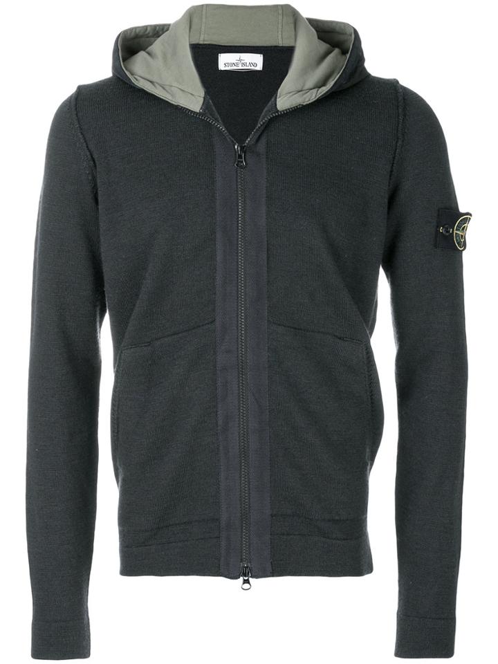 Stone Island Contrast Colour Zip Hoodie - Blue