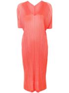Pleats Please By Issey Miyake V-neck T-shirt Dress With Pleats -