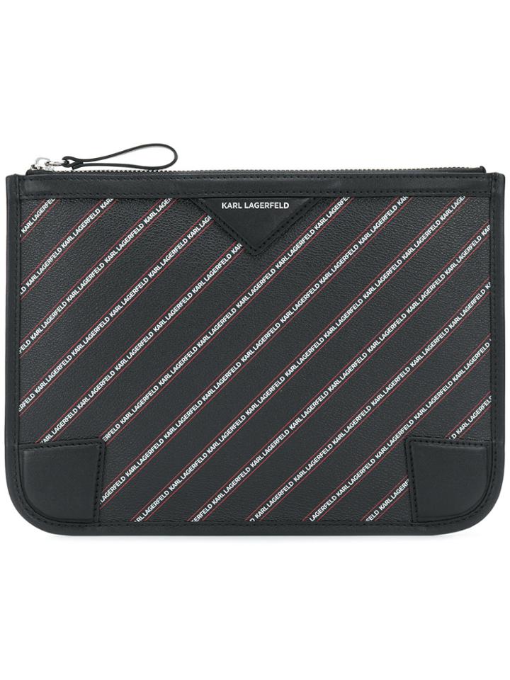 Karl Lagerfeld Striped Logo Pouch - Black