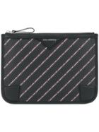 Karl Lagerfeld Striped Logo Pouch - Black