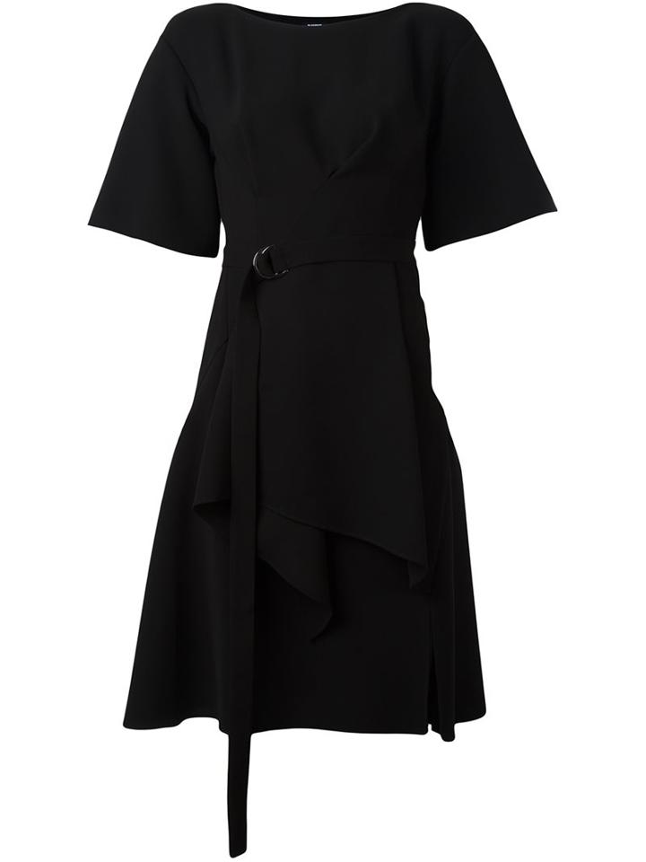 Jil Sander Navy Boat Neck Dress, Women's, Size: 40, Black, Polyester/acetate/cupro