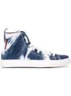 Dsquared2 Tie-dye Hi-top Sneakers, Men's, Size: 42, White, Cotton/rubber