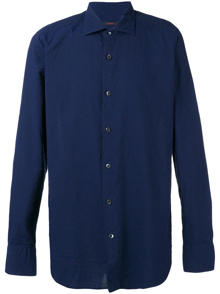 The Gigi Woven Stripe Shirt, Men's, Size: 42, Blue, Cotton