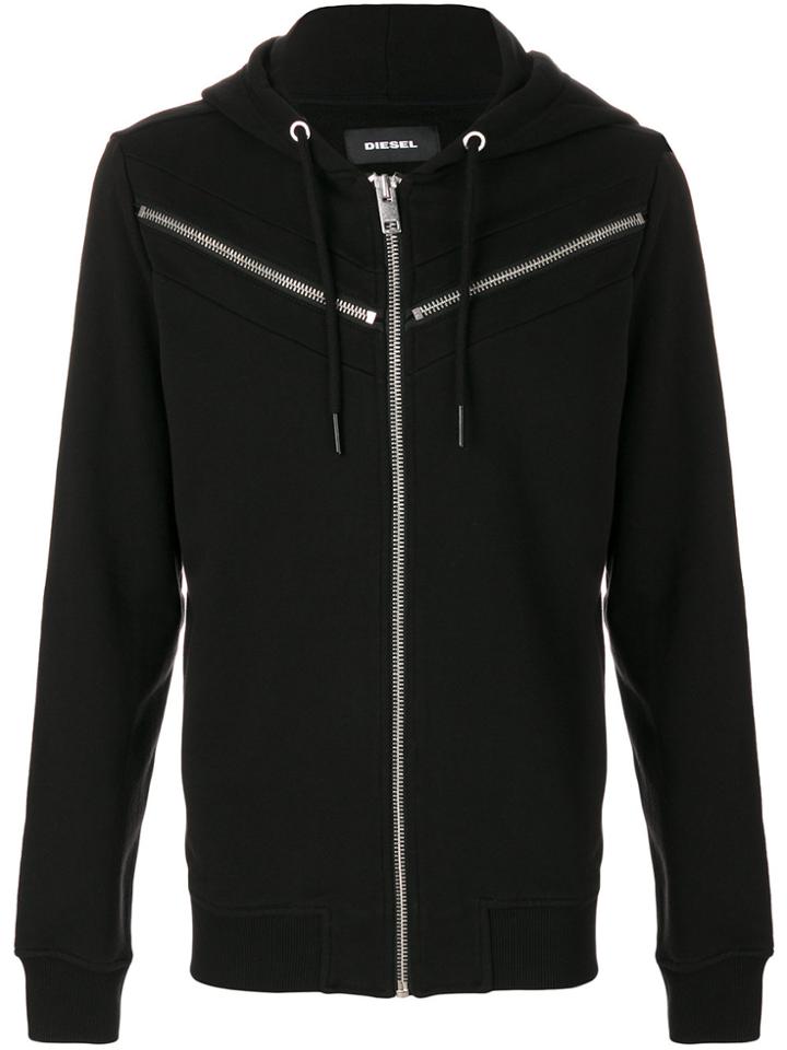 Diesel Zip Up Hoodie - Black