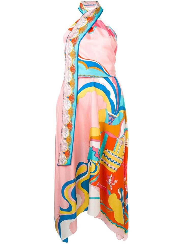 Emilio Pucci La Villa Print Silk Long Dress - Pink