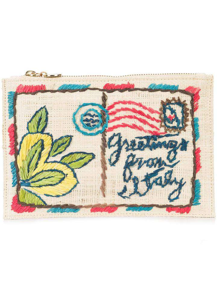 Kayu Postcard Embroidered Clutch Bag - Nude & Neutrals