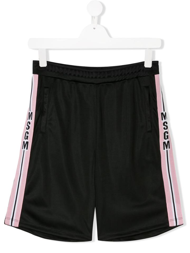 Msgm Kids Side Stripe Track Shorts - Black