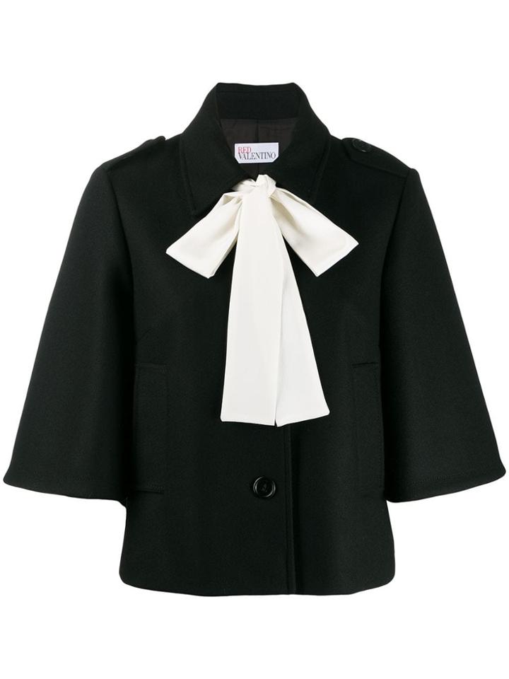 Red Valentino Redvalentino Contrast Pussybow Jacket - Black
