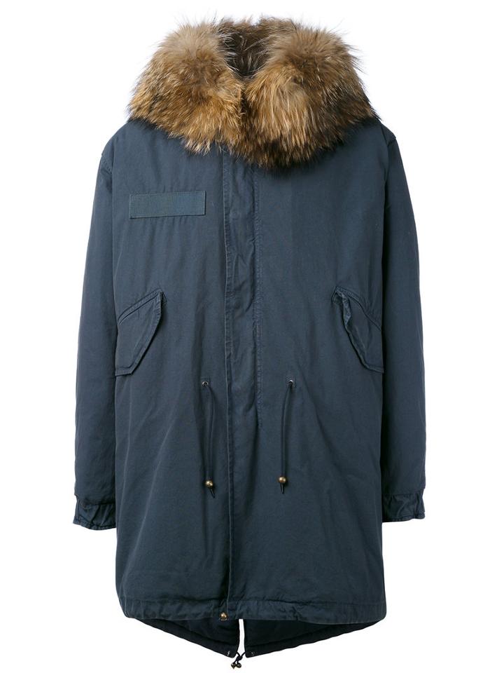 Long Parka - Men - Cotton/lamb Skin/polyester/raccoon Dog - S, Blue, Cotton/lamb Skin/polyester/raccoon Dog, Mr & Mrs Italy
